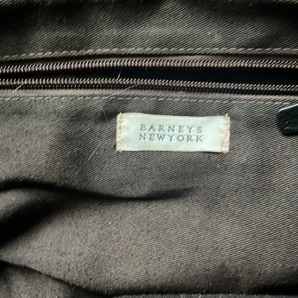 BARNEYS NEW YORK genuine leather black satchel with gold hardware - Picture 3 of 6